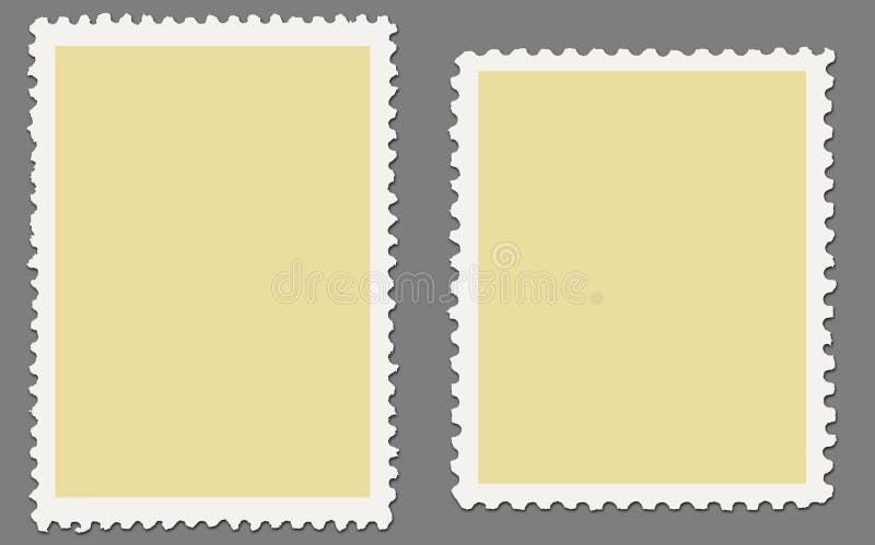 Postcard Empty Stamp Frame Vector. Square Toothed Border Blank