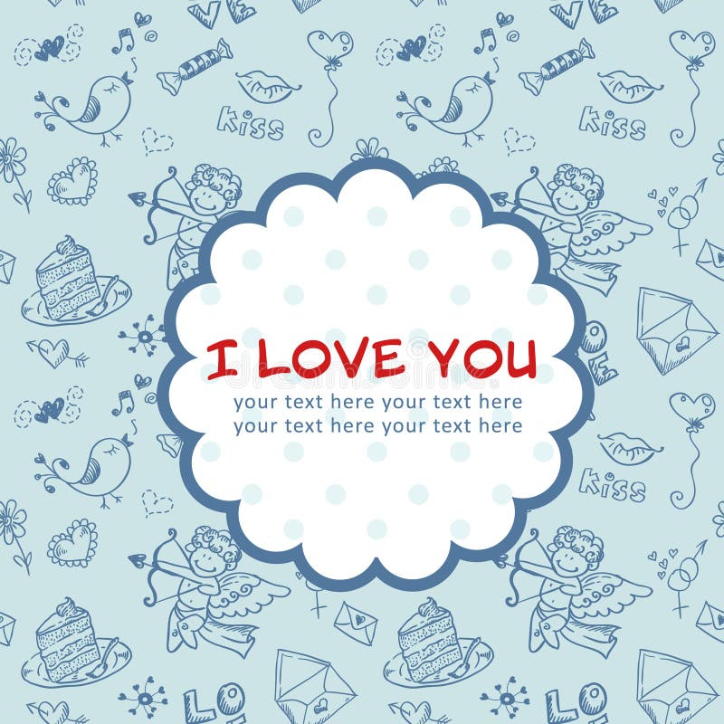 Postal del amor del día de tarjeta del día de San Valentín del Doodle ilustración del vector Postal del amor del día de tarjeta del día de San Valentín del Doodle ilustración del vector