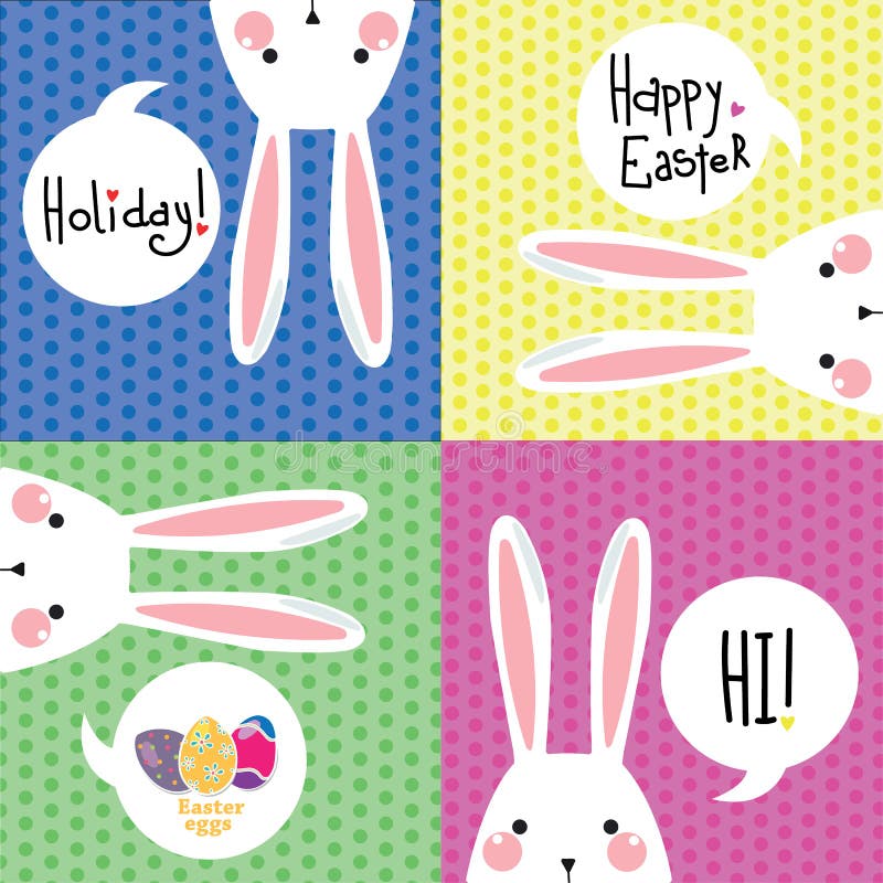 Postal del color con el conejo blanco de Pascua stock de ilustración Postal del color con el conejo blanco de Pascua stock de ilustración