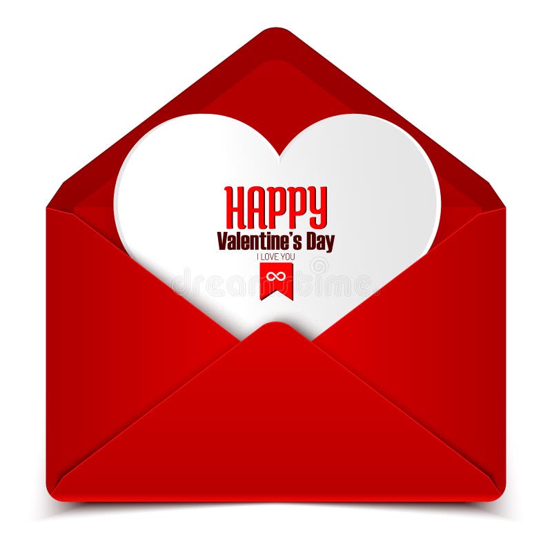 Postal del día de tarjeta del día de San Valentín, ejemplo del vector del sobre rojo con el corazón blanco ilustración del vector Postal del día de tarjeta del día de San Valentín, ejemplo del vector del sobre rojo con el corazón blanco ilustración del vector