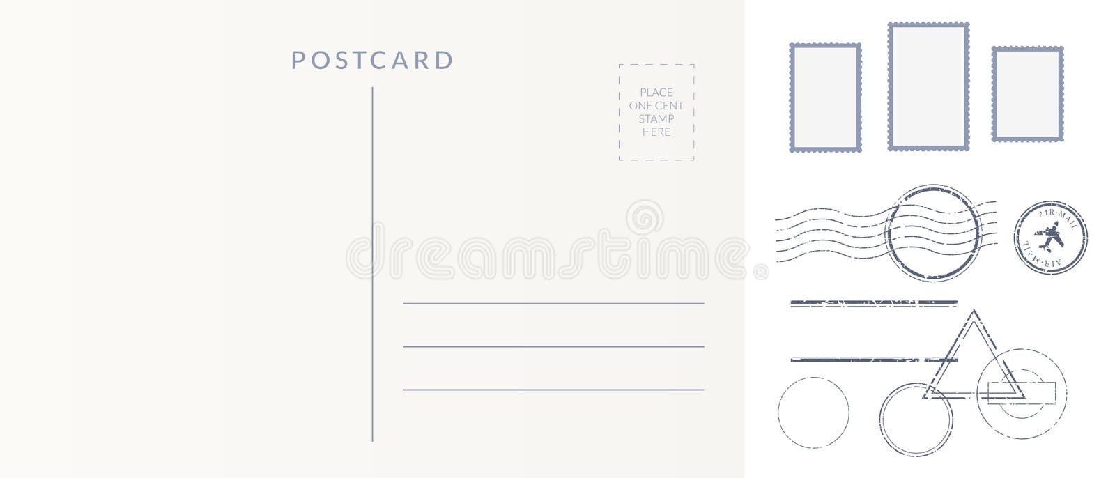 Postcard stamps and marks. stock vector. Illustration of aged - 144655477