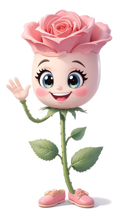 Postać z kreskówki różowej z wielkimi oczami i machającą ręką : Wspaniała ilustracja renderowana 3D ilustracja wektor