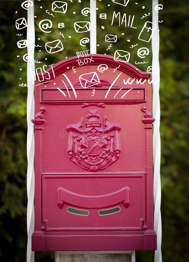 Postbox mit weiße Hand gezeichneten Postikonen stockbilder Postbox mit weiße Hand gezeichneten Postikonen stockbilder