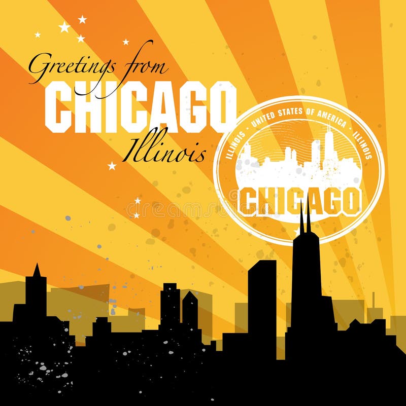 Postcard Chicago royalty free illustration