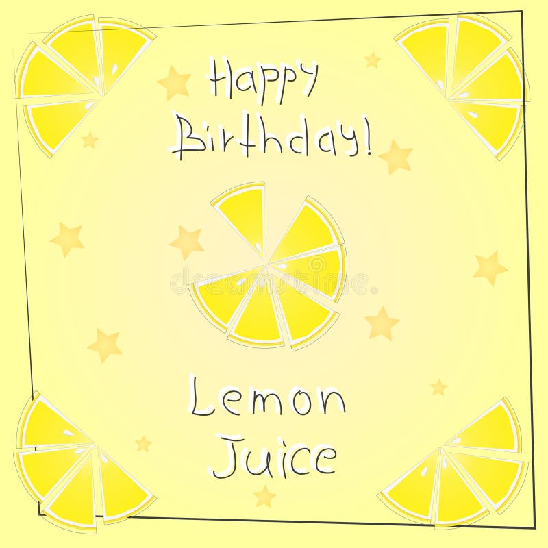 Postcard Happy Birthday Lemon Juice Stock Vector Illustration of