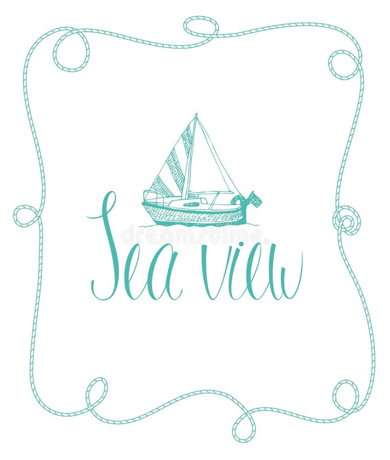 Postcard with sailboat and calligraphy