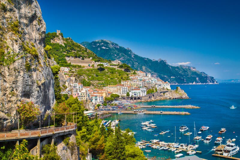 Postcard View of Amalfi, Amalfi Coast, Campania, Italy Stock Photo ...