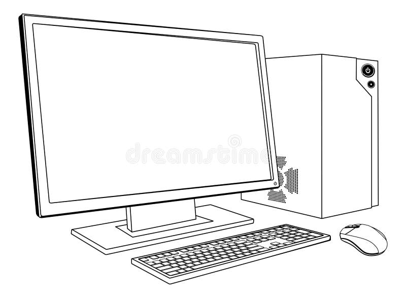 Poste De Travail D'ordinateur De PC De Bureau Illustration de Vecteur