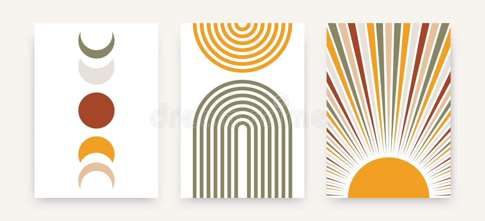 Poste solar abstrato. moda moderna moderna do estilo boho. impressão vetorial de decor de parede do século médio Poste solar abstrato. moda moderna moderna do estilo boho. impressão vetorial de decor de parede do século médio