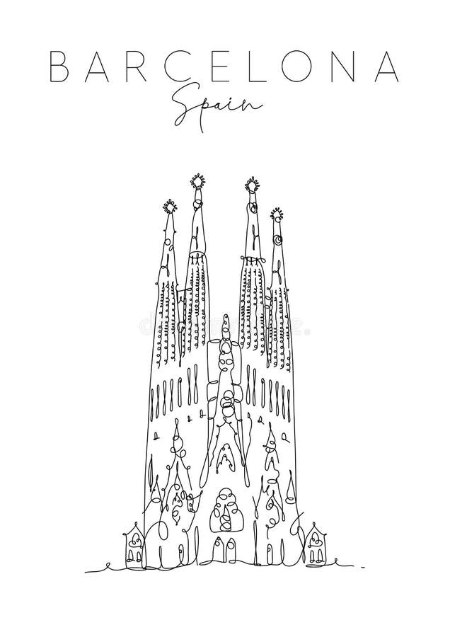 Poster Barcelona Sagrada Familia Stock Vector - Illustration of ...