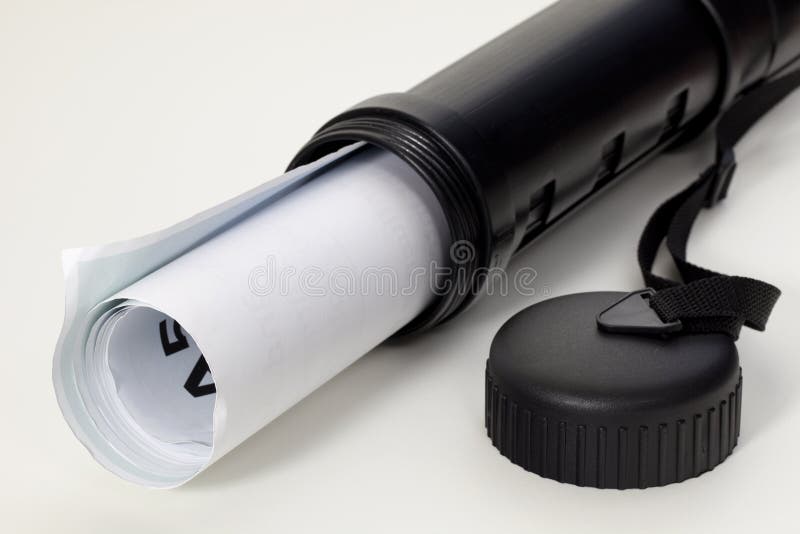 Poster in a black plastic tube royalty free stock images