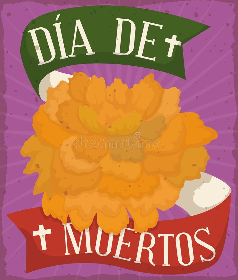 Poster with Cempasuchil Flower Offering for Mexican 