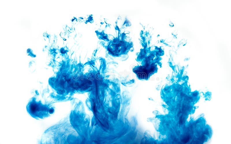 Ink swirling underwater, Cloud of silky ink collision on. 