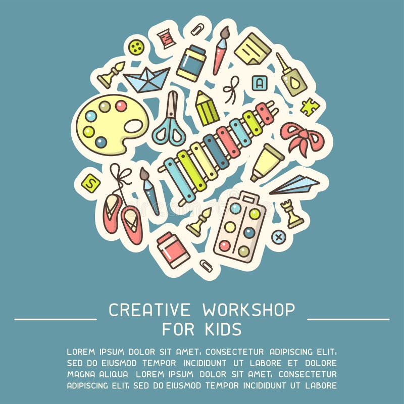 Creative Placard with Place for Your Text and Things for Kids