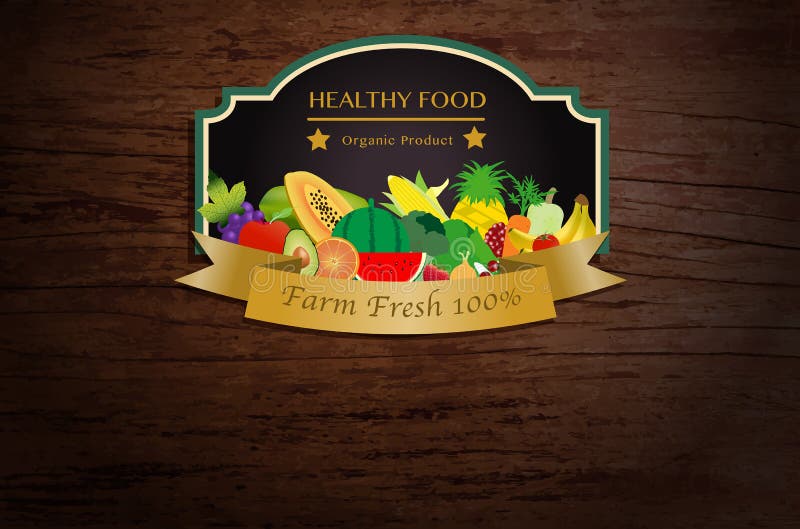 Poster cu fructe și legume proaspete de fermă royalty free illustration
