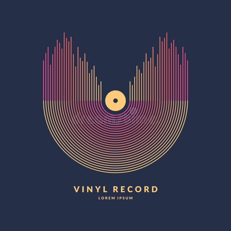 Poster del vinile. musica illustrativa vettoriale su sfondo scuro. illustrazione di stock