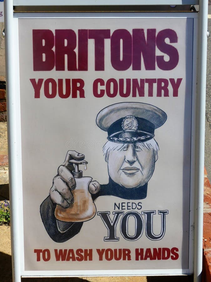 Poster depicting Boris Johnson saying Britons your country needs you to wash your hands, during the Coronavis Covid-19 pandemic