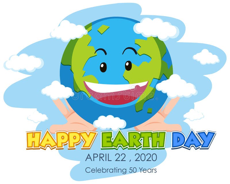Poster design for happy earth day with happy earth stock illustration