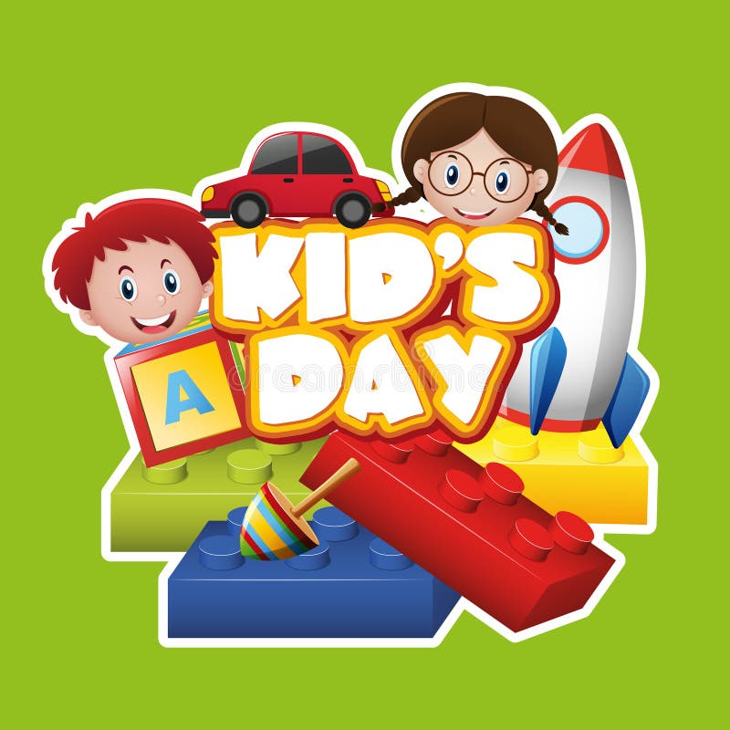 Poster Design with Kids and Toys Stock Vector Illustration of pupil