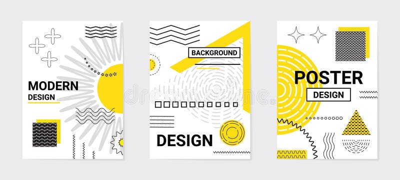 Poster design. Minimalistic geometric creative design. Templates set. Abstract modern minimal background. Business graphic royalty free illustration