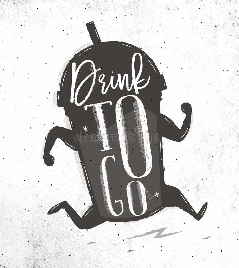Poster drink to go stock vector. Illustration of print - 94199275
