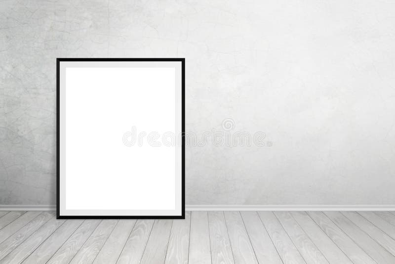 Poster frame leaned on wall with free space for text stock image Poster frame leaned on wall with free space for text stock image