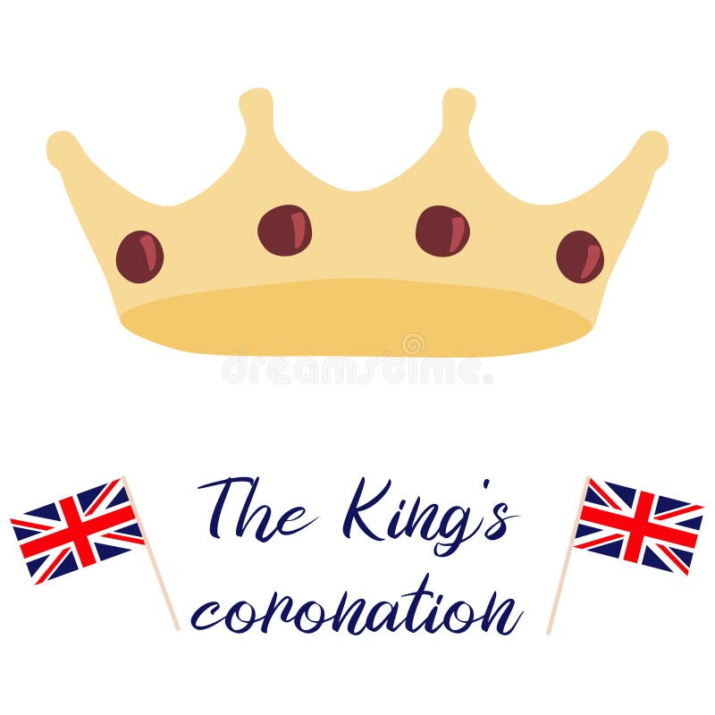 Poster for King Charles III coronation with British flags and crown, greeting card for celebrate a coronation of Prince Charles of Wales becomes King of England, vector illustration. Poster for King Charles III coronation with British flags and crown, greeting card for celebrate a coronation of Prince Charles of Wales becomes King of England, vector illustration