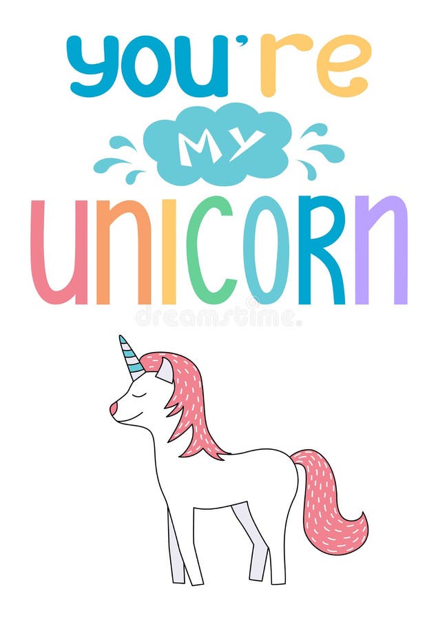 A poster or a greeting card with a cute unicorn for a girl vector illustration A poster or a greeting card with a cute unicorn for a girl vector illustration
