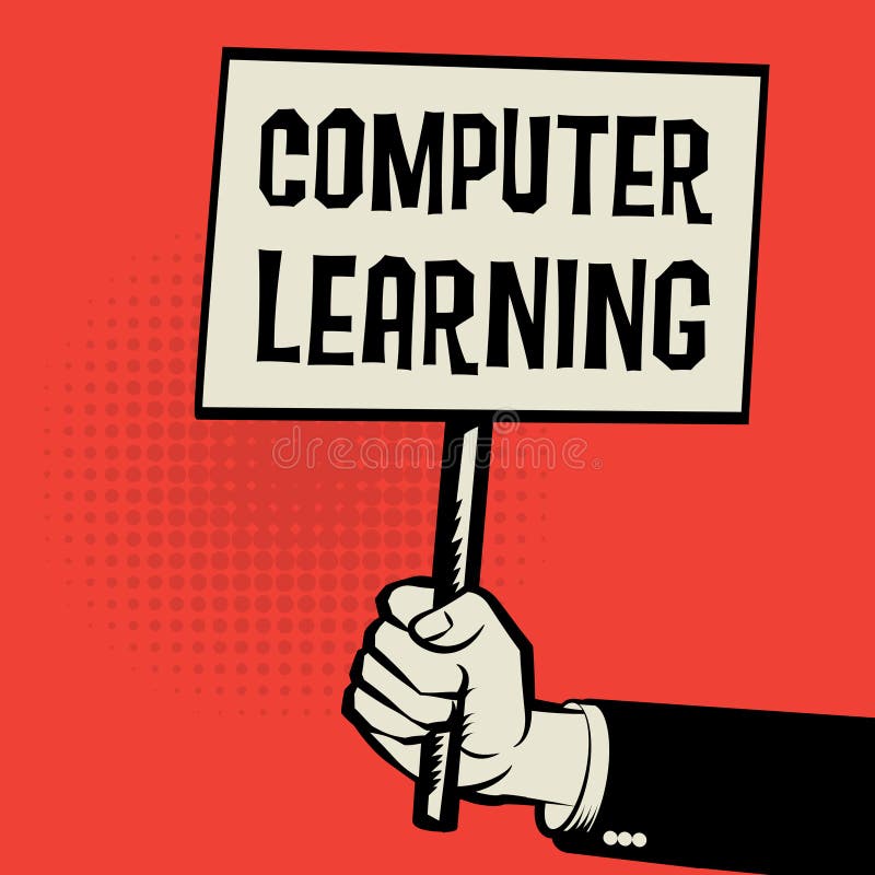 Poster in hand, business concept with text Computer Learning stock illustration