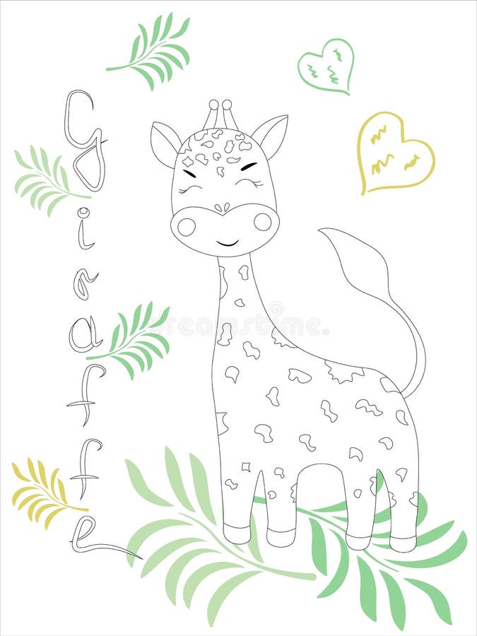 Poster with the Image of a Cute Little Giraffe Stock Vector