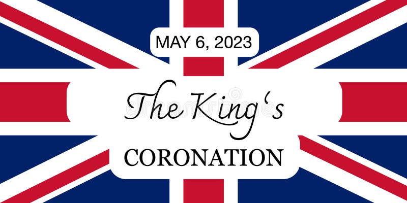 Poster for King Charles III Coronation with British flag vector illustration. Greeting card for celebrate a coronation of Prince Charles of Wales becomes King of England.