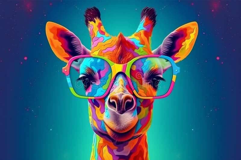Portrait Mammal Neck Zoo Wildlife Giraffe Animal Colorful Sunglasses