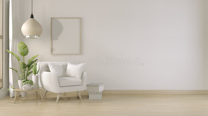 Mock-up Poster Frame in Living Room Background, Scandi-Boho Style Stock ...