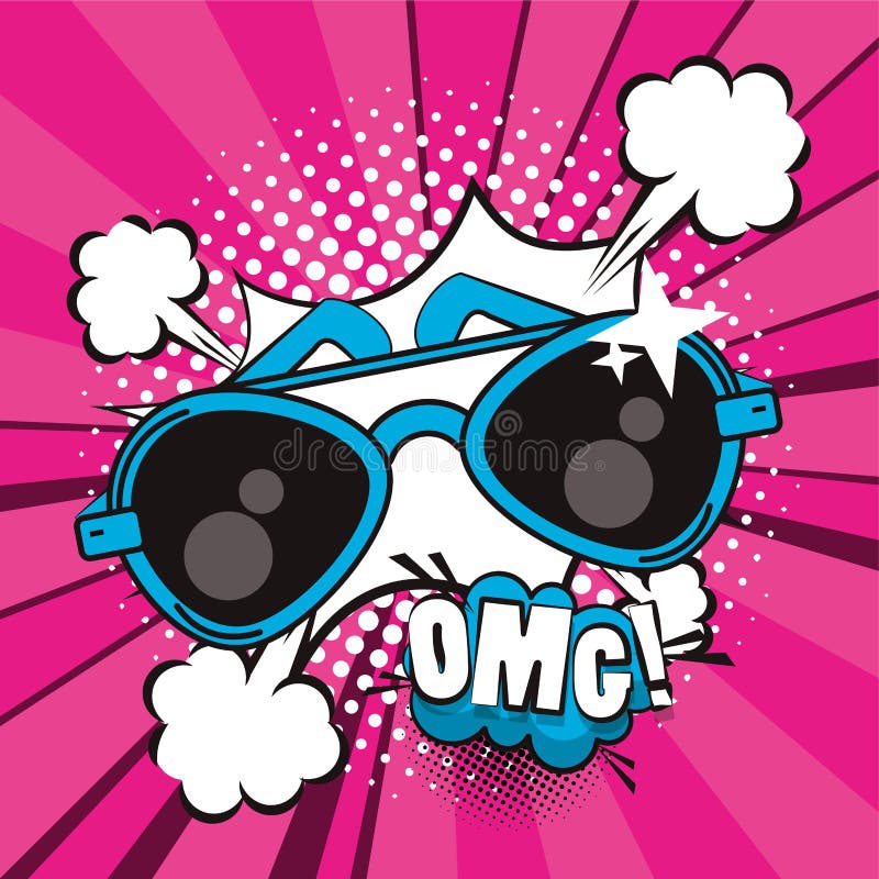 Poster Pop Art Style with Sunglasses Accessory Stock Vector