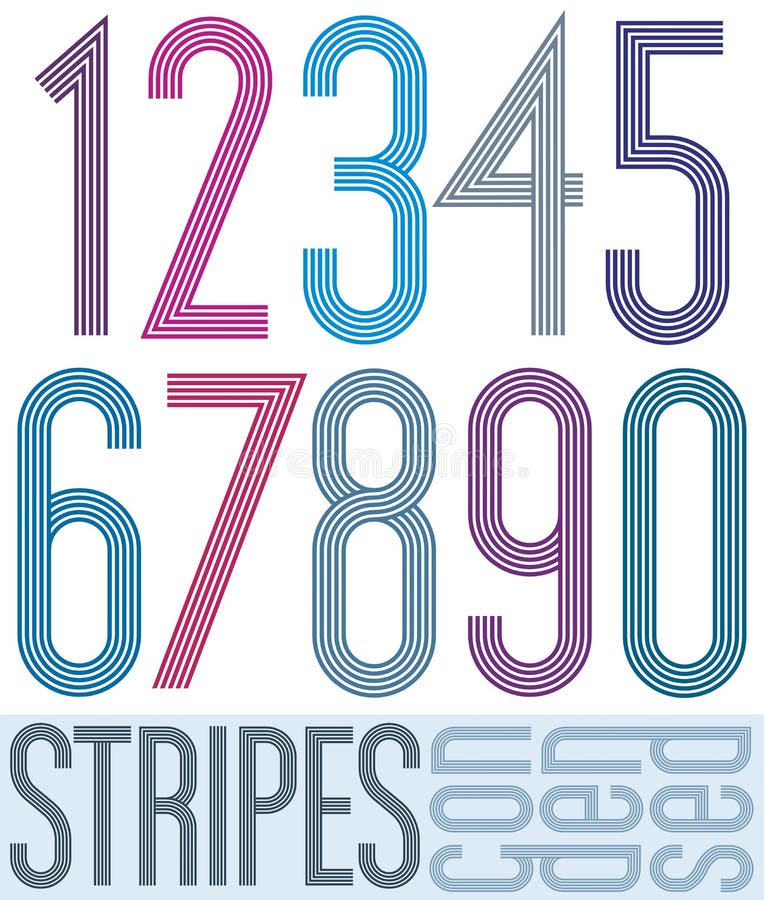Download Poster Retro Condensed Colorful Numbers With Stripes Stock Vector - Illustration of announcement ...