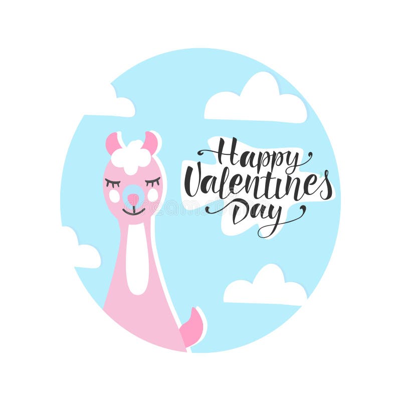 Poster tipografico GIORNALIERO DI FELICITÀ TRATTO a mano Lettera nera con alpaca rosa sullo sfondo delle nuvole illustrazione vettoriale Poster tipografico GIORNALIERO DI FELICITÀ TRATTO a mano Lettera nera con alpaca rosa sullo sfondo delle nuvole illustrazione vettoriale