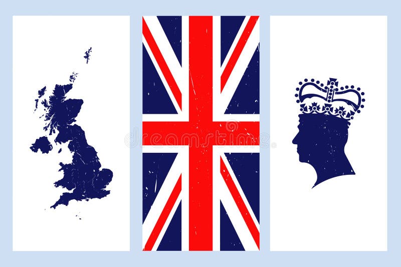 London, May 6th, 2023 - This vector illustration depicts the coronation of King Charles III, featuring a silhouette of King Charles III wearing a crown, as well as a map and the flag of Great Britain. London, May 6th, 2023 - This vector illustration depicts the coronation of King Charles III, featuring a silhouette of King Charles III wearing a crown, as well as a map and the flag of Great Britain.