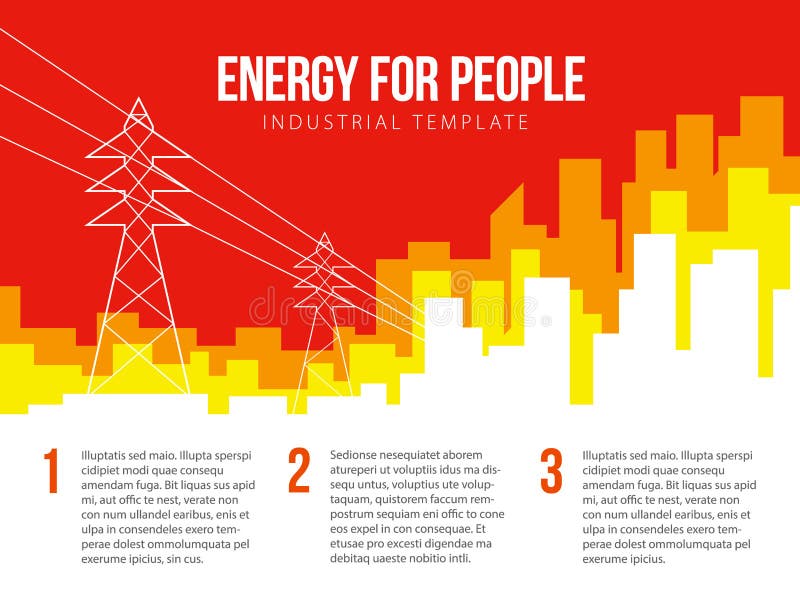 Poster vector template with electric power lines and city skyline vector illustration Poster vector template with electric power lines and city skyline vector illustration