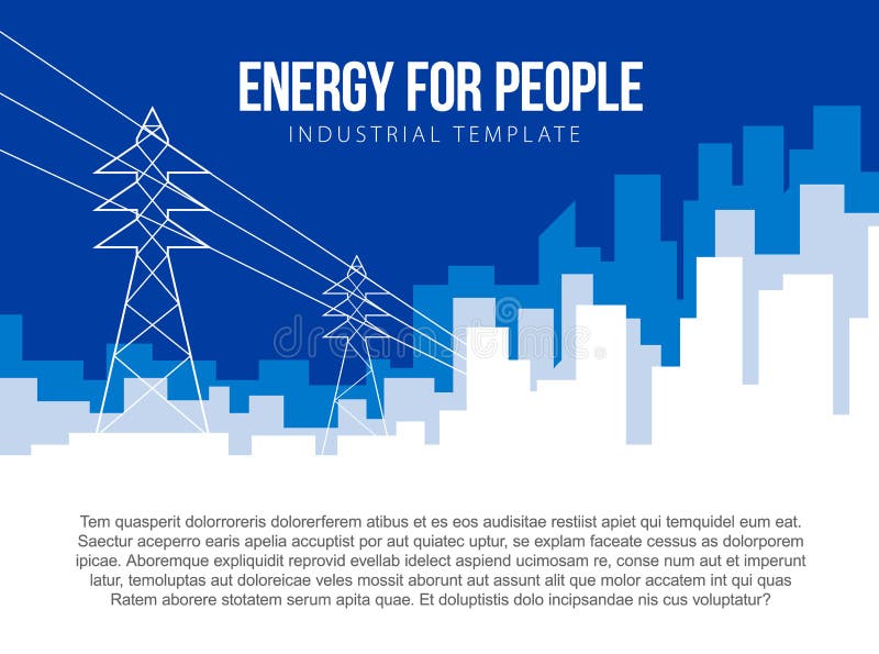 Poster vector template with electric power lines and city skyline vector illustration Poster vector template with electric power lines and city skyline vector illustration