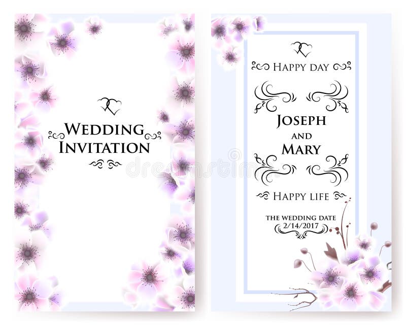 Postkarte mit empfindlichen Blumenanemonen Hochzeitseinladung, danke zu kardieren, speichern die Datumskarten, Menü, Flieger, Fah vektor abbildung Postkarte mit empfindlichen Blumenanemonen Hochzeitseinladung, danke zu kardieren, speichern die Datumskarten, Menü, Flieger, Fah vektor abbildung