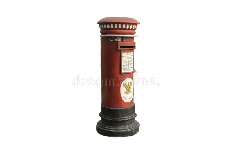 Postlåda. Postbox i distriktet Hua Hin, provinsen Prachuap Khiri Khan isolerad på vit bakgrund