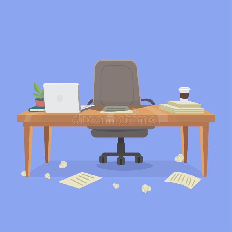posto di lavoro e disordine dell'ufficio illustrazione vettoriale posto di lavoro e disordine dell'ufficio illustrazione vettoriale
