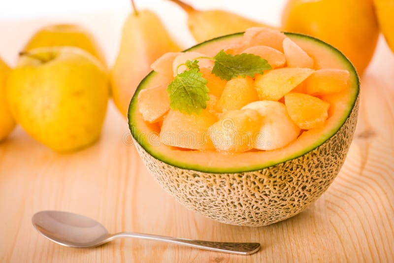 Postre de Melón Cantalupo fotografía de archivo libre de regalías