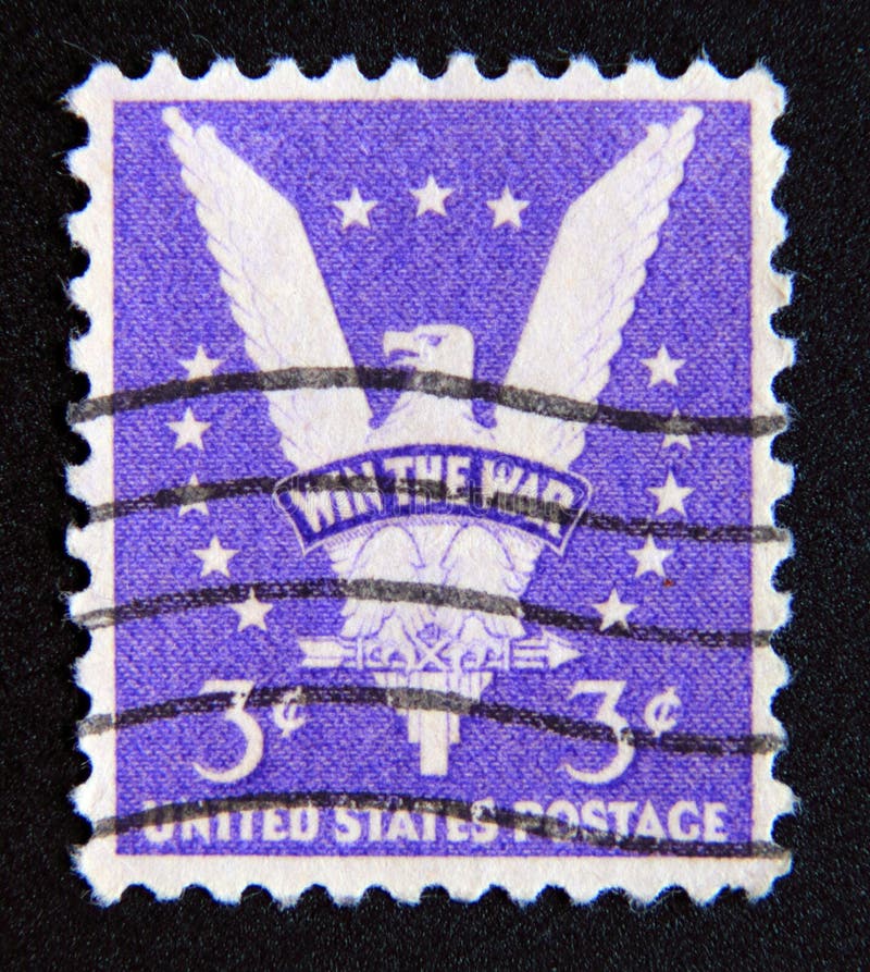 Post stamp printed in united states of america, usa 1942. American eagle. From the series win the war issue. Post stamp printed in united states of america, usa 1942. American eagle. From the series win the war issue.