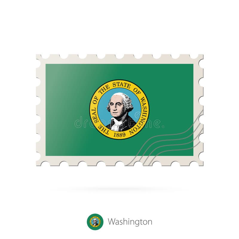 Postzegel met het beeld van de vlag van de staat van Washington stock illustratie Postzegel met het beeld van de vlag van de staat van Washington stock illustratie
