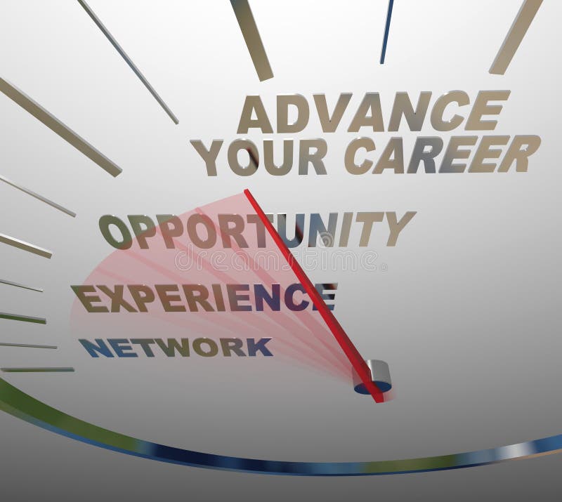 Advance Your Career words on a speedometer to illustrate a new job opportunity, raise or challenge for growth and advancement at work. Advance Your Career words on a speedometer to illustrate a new job opportunity, raise or challenge for growth and advancement at work