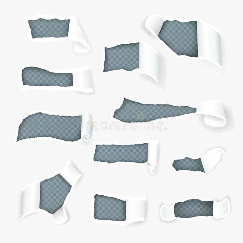 Poszarpany papier Fryzuje Realistycznego set royalty ilustracja Poszarpany papier Fryzuje Realistycznego set royalty ilustracja
