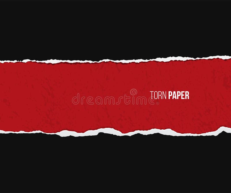 Poszarpany papier z cieniem odizolowywającym na grunge czerni i czerwieni tle gdy projekta ładny część stiker szablon używać wekt ilustracja wektor