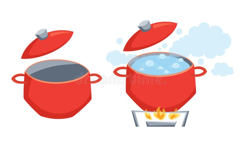 Pot with boil water