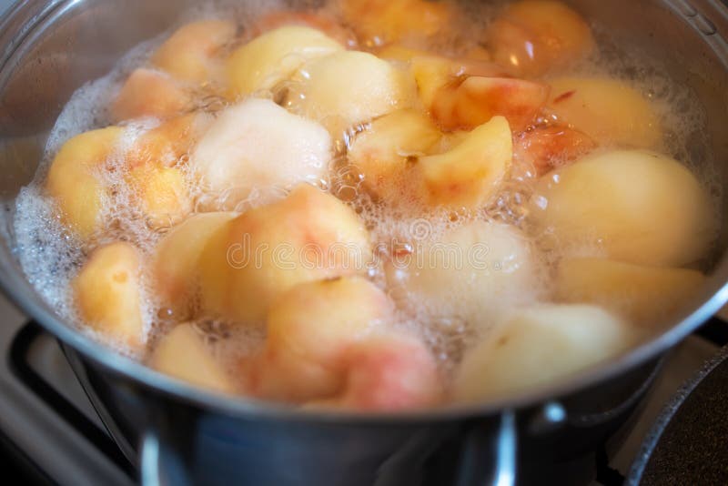 Peeled Boiled Apples in a Sugar Syrup Stock Image Image of peeled